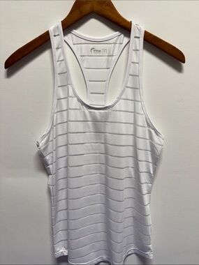 ZYIA White Striped Racerback Tank